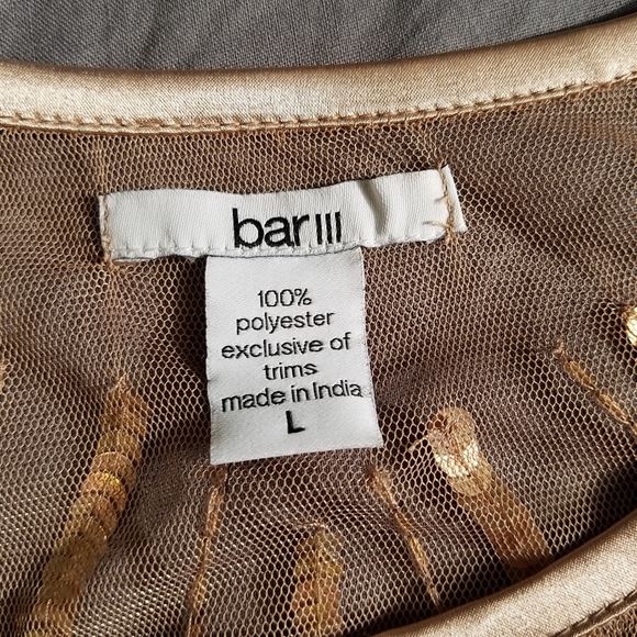 Bar III mesh embellished shirt sz large tan - Picture 4 of 7